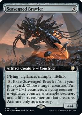 Scavenged Brawler (Extended Art) trading card from Commander: The Brothers' War Scavenged Brawler (Extended Art) - Commander: The Brothers' War Magic: The Gathering trading card