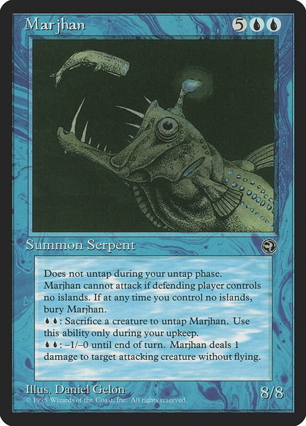 Marjhan trading card from Homelands Marjhan - Homelands Magic: The Gathering trading card