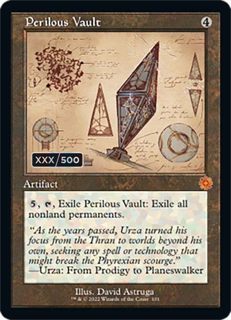 Perilous Vault (Schematic) (Serial Numbered) - The Brothers' War: Retro Frame Artifacts Magic: The Gathering trading card