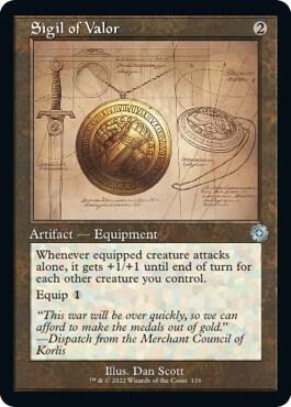 Sigil of Valor (Schematic) - The Brothers' War: Retro Frame Artifacts Magic: The Gathering trading card