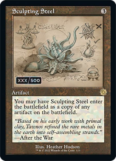 Sculpting Steel (Schematic) (Serial Numbered) - The Brothers' War: Retro Frame Artifacts Magic: The Gathering trading card