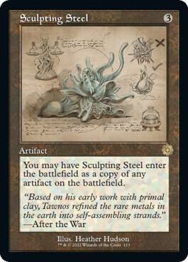Sculpting Steel (Schematic) - The Brothers' War: Retro Frame Artifacts Magic: The Gathering trading card