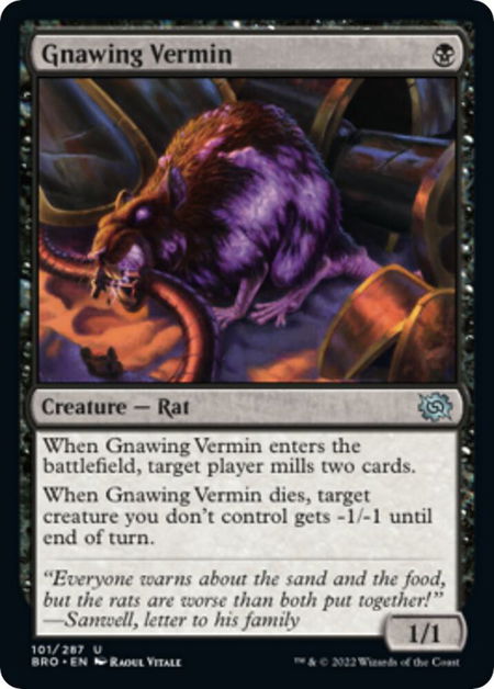 Gnawing Vermin - The Brothers' War Magic: The Gathering trading card