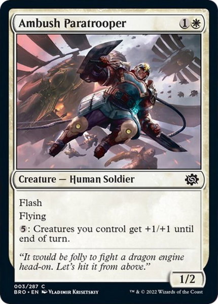 Ambush Paratrooper trading card from The Brothers' War Ambush Paratrooper - The Brothers' War Magic: The Gathering trading card