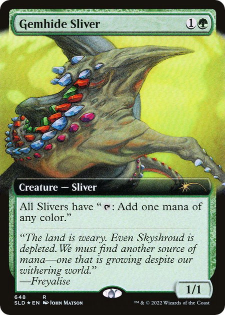 Gemhide Sliver (Extended Art) trading card from Secret Lair Drop Series Gemhide Sliver (Extended Art) - Secret Lair Drop Series Magic: The Gathering trading card