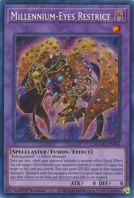 Millennium-Eyes Restrict (Secret Pharaoh's Rare) - Magnificent Mavens YuGiOh trading card