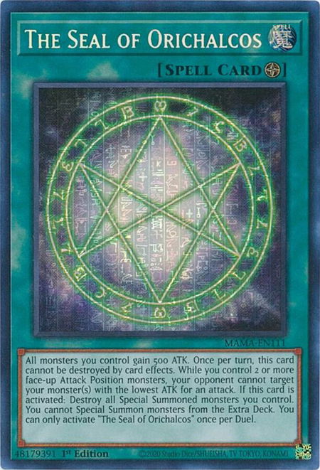 The Seal of Orichalcos (Secret Pharaoh's Rare) - Magnificent Mavens YuGiOh trading card
