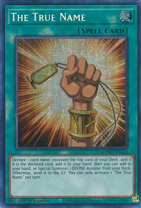 The True Name (Secret Pharaoh's Rare) - Magnificent Mavens YuGiOh trading card