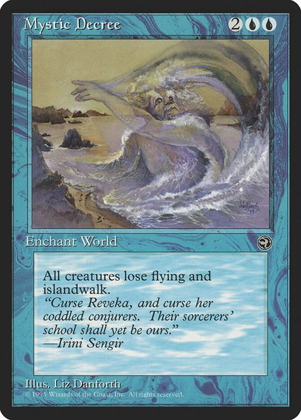 Mystic Decree trading card from Homelands Mystic Decree - Homelands Magic: The Gathering trading card
