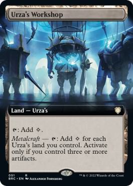Urza's Workshop (Extended Art) trading card from Commander: The Brothers' War Urza's Workshop (Extended Art) - Commander: The Brothers' War Magic: The Gathering trading card