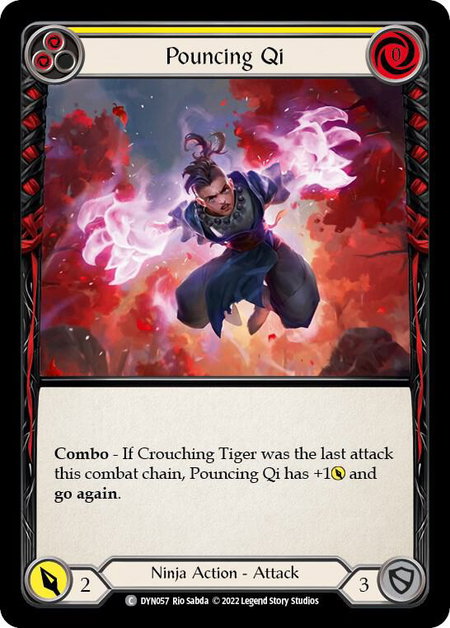Pouncing Qi (Yellow) trading card from Dynasty Pouncing Qi (Yellow) - Dynasty Flesh and Blood trading card