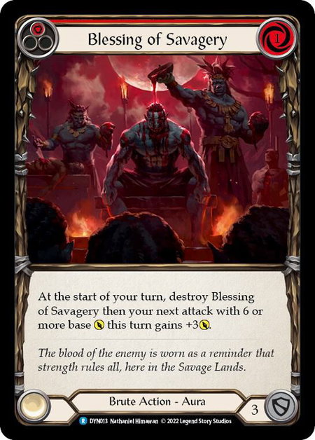 Blessing of Savagery (Red) trading card from Dynasty Blessing of Savagery (Red) - Dynasty Flesh and Blood trading card
