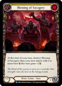 Blessing of Savagery (Yellow) - Dynasty (DYN) #DYN014 - Rare Flesh and Blood Trading Card