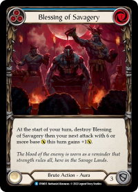 Blessing of Savagery (Blue) - Dynasty (DYN) #DYN015 - Rare Flesh and Blood Trading Card