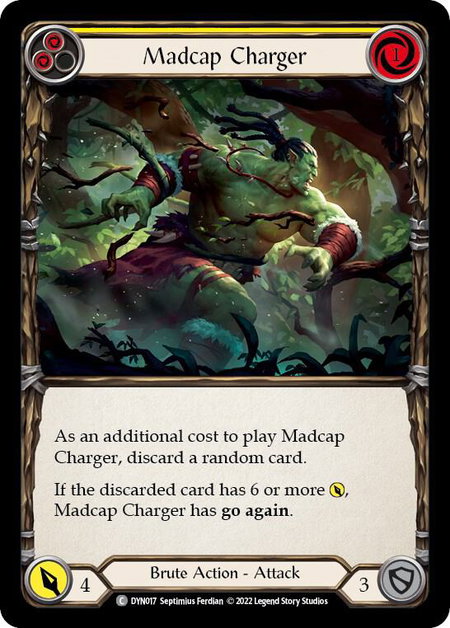 Madcap Charger (Yellow) trading card from Dynasty Madcap Charger (Yellow) - Dynasty Flesh and Blood trading card