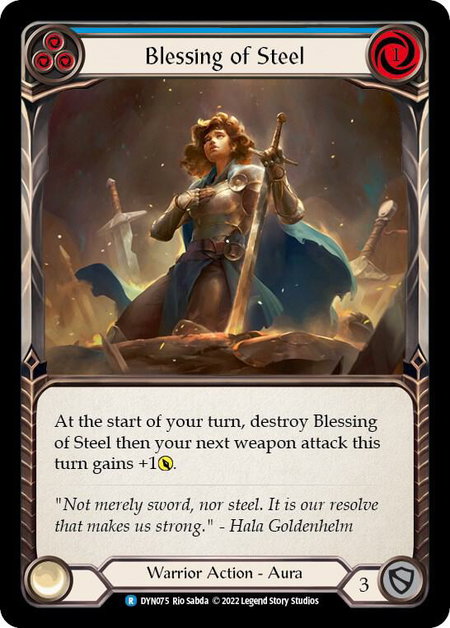 Blessing of Steel (Blue) trading card from Dynasty Blessing of Steel (Blue) - Dynasty Flesh and Blood trading card
