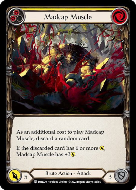 Madcap Muscle (Yellow) trading card from Dynasty Madcap Muscle (Yellow) - Dynasty Flesh and Blood trading card