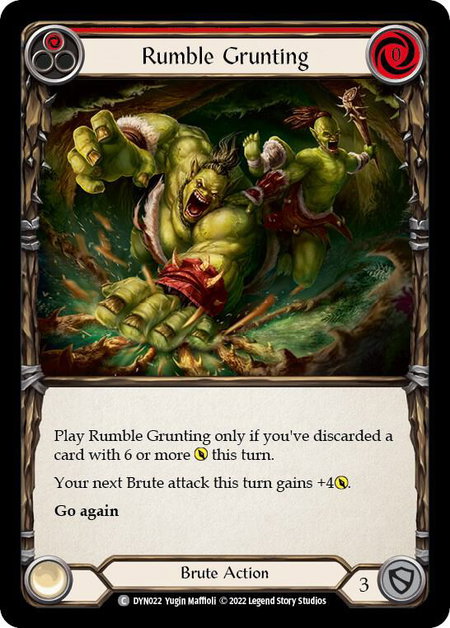 Rumble Grunting (Red) trading card from Dynasty Rumble Grunting (Red) - Dynasty Flesh and Blood trading card