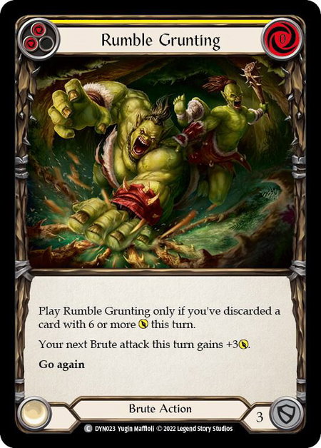 Rumble Grunting (Yellow) trading card from Dynasty Rumble Grunting (Yellow) - Dynasty Flesh and Blood trading card