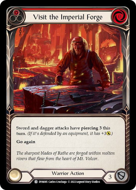 Visit the Imperial Forge (Red) trading card from Dynasty Visit the Imperial Forge (Red) - Dynasty Flesh and Blood trading card