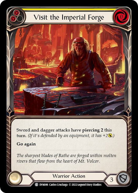 Visit the Imperial Forge (Yellow) trading card from Dynasty Visit the Imperial Forge (Yellow) - Dynasty Flesh and Blood trading card