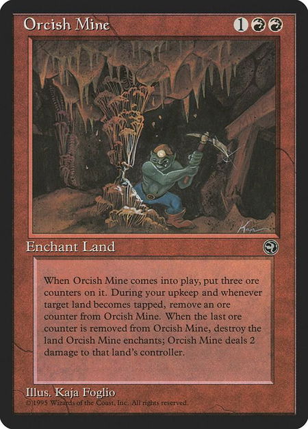 Orcish Mine trading card from Homelands Orcish Mine - Homelands Magic: The Gathering trading card