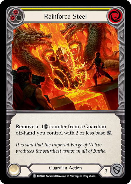 Reinforce Steel (Yellow) trading card from Dynasty Reinforce Steel (Yellow) - Dynasty Flesh and Blood trading card
