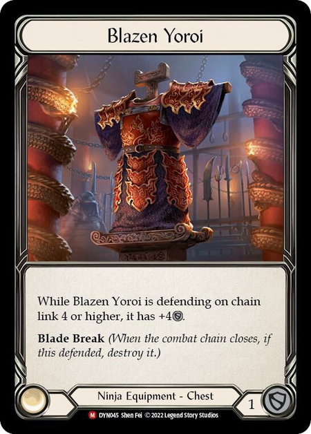 Blazen Yoroi trading card from Dynasty Blazen Yoroi - Dynasty Flesh and Blood trading card