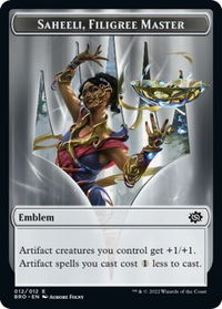 Emblem - Saheeli, Filigree Master - The Brothers' War (BRO) #12 - Token Magic: The Gathering Trading Card