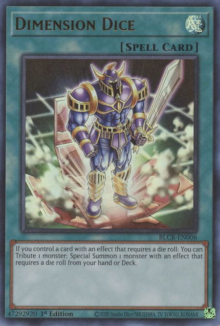 Dimension Dice - Battles of Legend: Crystal Revenge YuGiOh trading card
