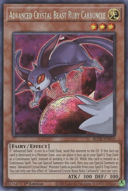 Advanced Crystal Beast Ruby Carbuncle - Battles of Legend: Crystal Revenge YuGiOh trading card