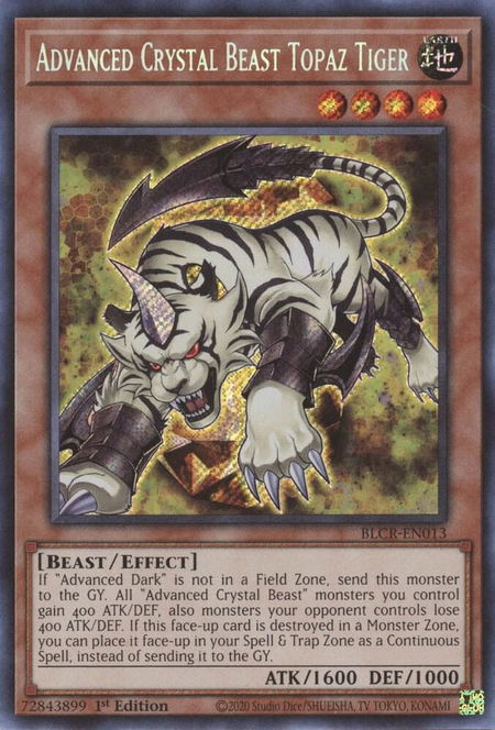 Advanced Crystal Beast Topaz Tiger - Battles of Legend: Crystal Revenge YuGiOh trading card