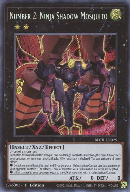 Number 2: Ninja Shadow Mosquito - Battles of Legend: Crystal Revenge YuGiOh trading card