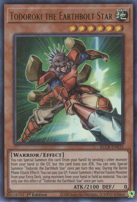 Todoroki the Earthbolt Star - Battles of Legend: Crystal Revenge YuGiOh trading card