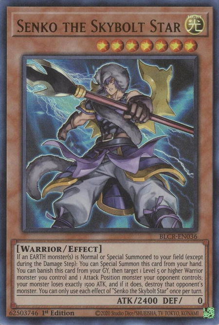 Senko the Skybolt Star - Battles of Legend: Crystal Revenge YuGiOh trading card