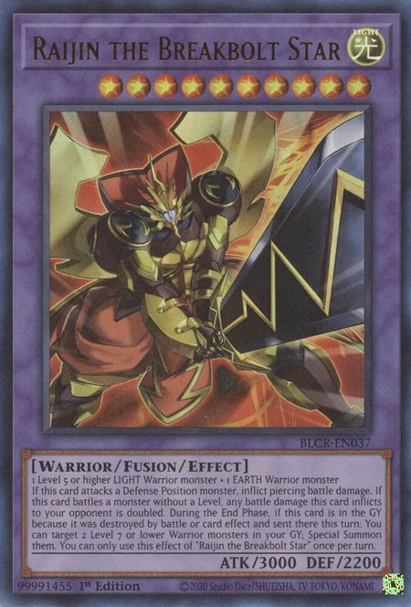 Raijin the Breakbolt Star - Battles of Legend: Crystal Revenge YuGiOh trading card