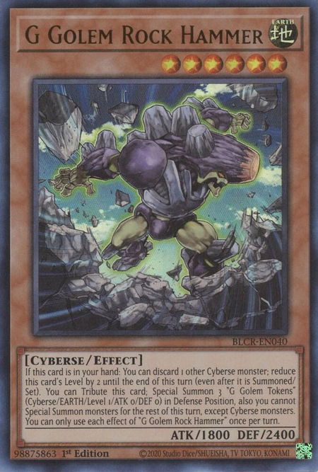 G Golem Rock Hammer - Battles of Legend: Crystal Revenge YuGiOh trading card