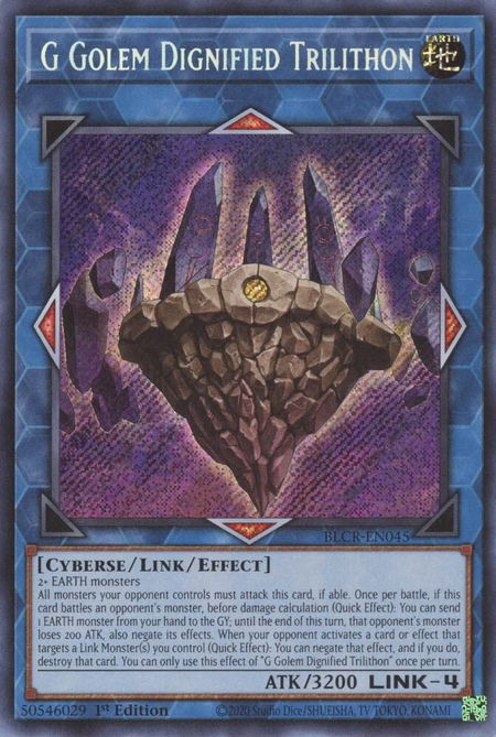 G Golem Dignified Trilithon - Battles of Legend: Crystal Revenge YuGiOh trading card
