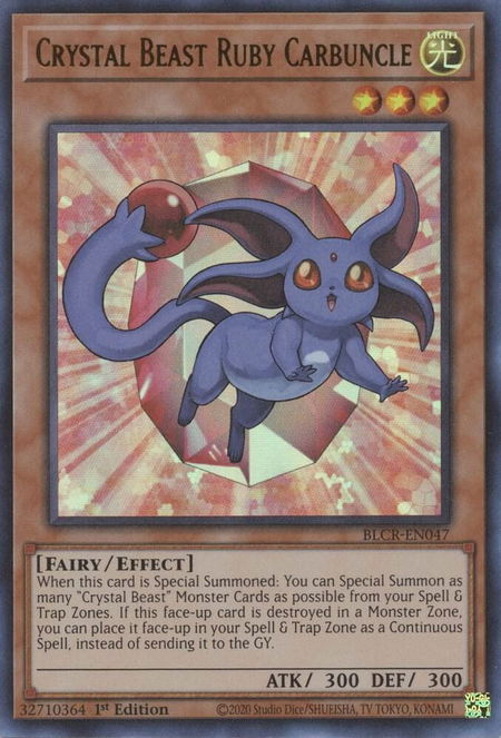 Crystal Beast Ruby Carbuncle - Battles of Legend: Crystal Revenge YuGiOh trading card