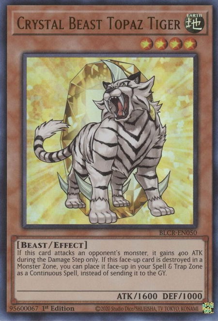 Crystal Beast Topaz Tiger - Battles of Legend: Crystal Revenge YuGiOh trading card