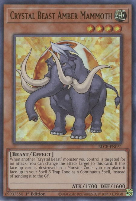 Crystal Beast Amber Mammoth - Battles of Legend: Crystal Revenge YuGiOh trading card