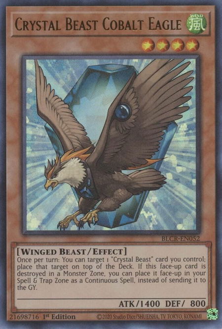 Crystal Beast Cobalt Eagle - Battles of Legend: Crystal Revenge YuGiOh trading card