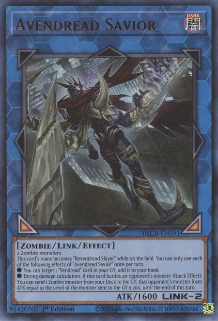 Avendread Savior - Battles of Legend: Crystal Revenge YuGiOh trading card