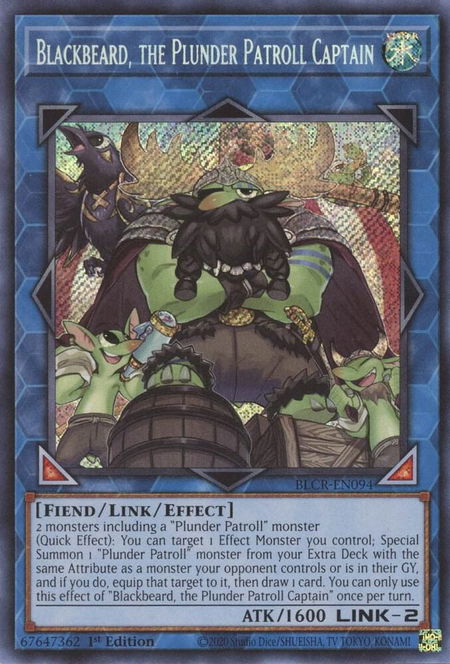 Blackbeard, the Plunder Patroll Captain - Battles of Legend: Crystal Revenge YuGiOh trading card