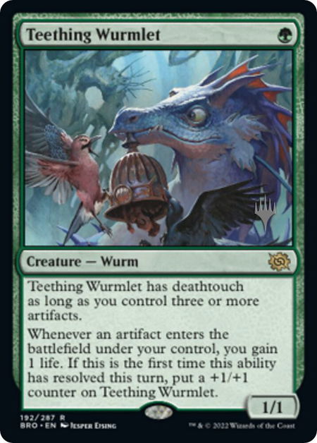 Teething Wurmlet trading card from Promo Pack: The Brothers' War Teething Wurmlet - Promo Pack: The Brothers' War Magic: The Gathering trading card