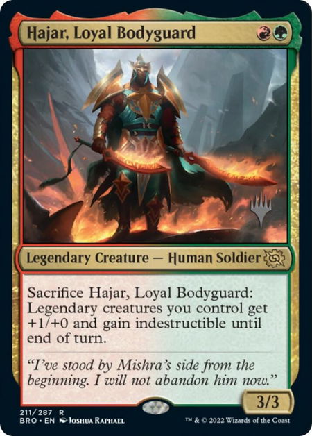 Hajar, Loyal Bodyguard - Promo Pack: The Brothers' War Magic: The Gathering trading card