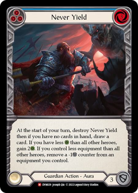 Never Yield trading card from Dynasty Never Yield - Dynasty Flesh and Blood trading card