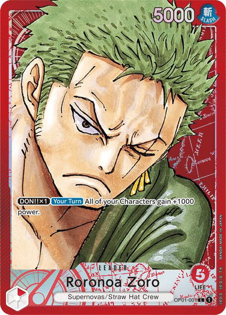 Roronoa Zoro (001) (Parallel) - Romance Dawn One Piece trading card
