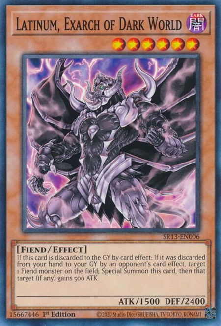Latinum, Exarch of Dark World trading card from Structure Deck: Dark World Latinum, Exarch of Dark World - Structure Deck: Dark World YuGiOh trading card