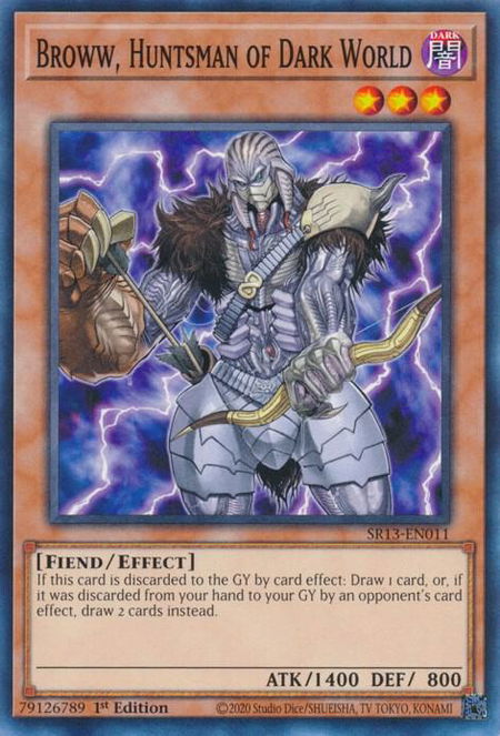 Broww, Huntsman of Dark World trading card from Structure Deck: Dark World Broww, Huntsman of Dark World - Structure Deck: Dark World YuGiOh trading card